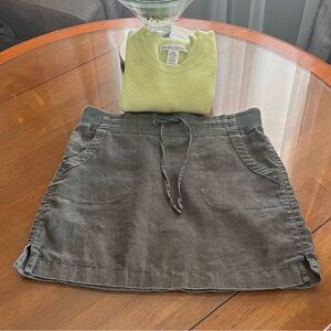 Athleta Olive Jasper Green Linen Seline Drawstring Skirt Size 2 Great  Condition